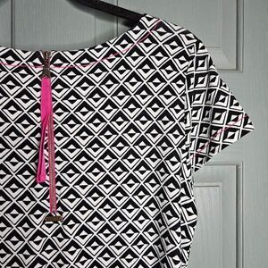 Hatley Nellie dress, shift dress, black pink and white, women's size medium